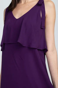Shoulder-Tie V-Neck Ruffle Shift Dress Jolie Vaughan | Online Clothing Boutique near Baton Rouge, LA