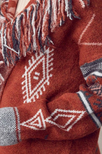 Sienna Aztec Open Front Fringe Cardigan Jolie Vaughan | Online Clothing Boutique near Baton Rouge, LA