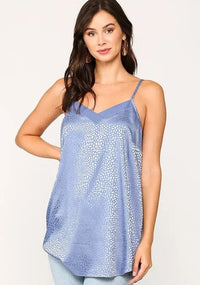 Silky Tonal Leopard Print V-Neck Spaghetti Strap Blouse Jolie Vaughan | Online Clothing Boutique near Baton Rouge, LA