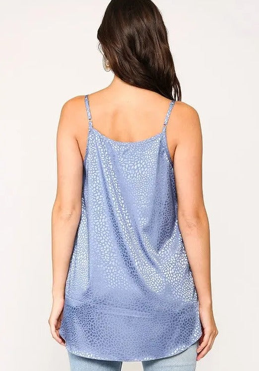 Silky Tonal Leopard Print V-Neck Spaghetti Strap Blouse Jolie Vaughan | Online Clothing Boutique near Baton Rouge, LA