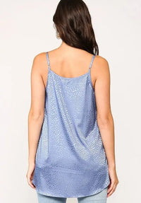 Silky Tonal Leopard Print V-Neck Spaghetti Strap Blouse Jolie Vaughan | Online Clothing Boutique near Baton Rouge, LA