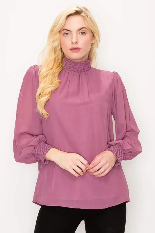 Sloan Puff Sleeve Turtleneck Blouse Jolie Vaughan | Online Clothing Boutique near Baton Rouge, LA