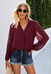 Swiss Dot Long Sleeve Blouse Jolie Vaughan | Online Clothing Boutique near Baton Rouge, LA online boutique for mature women mature women's clothing online boutique clothing for women over 50 mature womens clothing mature women s fashion clothing for women over 40 online boutique for mature women women's clothing cheap women's online clothing boutique  Winter fashion Winter fashion apparel and accessories