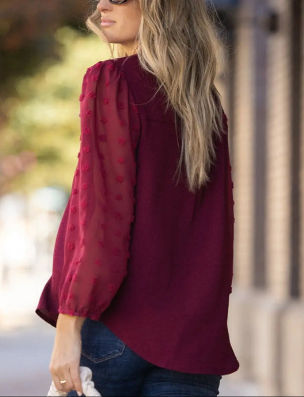 Swiss Dot Long Sleeve Blouse Jolie Vaughan | Online Clothing Boutique near Baton Rouge, LA online boutique for mature women mature women's clothing online boutique clothing for women over 50 mature womens clothing mature women s fashion clothing for women over 40 online boutique for mature women women's clothing cheap women's online clothing boutique  Winter fashion Winter fashion apparel and accessories