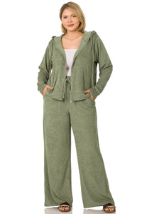 Zip Up Hoodie Jacket and Drawstring Pants | Two-Piece Set