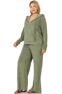 Zip Up Hoodie Jacket and Drawstring Pants | Two-Piece Set