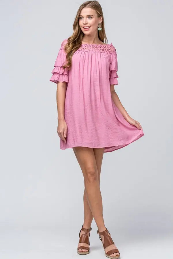 Tea Time Tiered Ruffle Sleeve Tunic Dress Jolie Vaughan | Online Clothing Boutique near Baton Rouge, LA