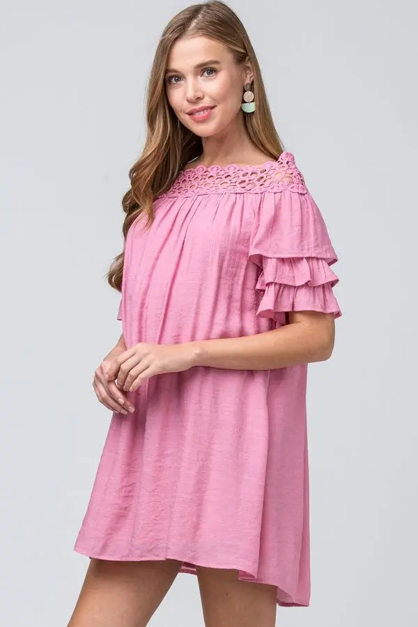 Tea Time Tiered Ruffle Sleeve Tunic Dress Jolie Vaughan | Online Clothing Boutique near Baton Rouge, LA