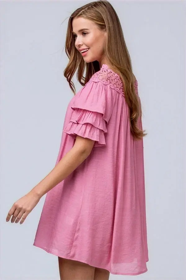 Tea Time Tiered Ruffle Sleeve Tunic Dress Jolie Vaughan | Online Clothing Boutique near Baton Rouge, LA