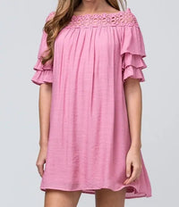 Tea Time Tiered Ruffle Sleeve Tunic Dress Jolie Vaughan | Online Clothing Boutique near Baton Rouge, LA