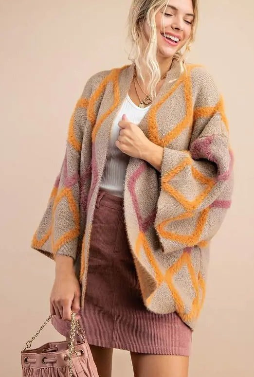 Textured Diamond Open Front Cardigan Jolie Vaughan | Online Clothing Boutique near Baton Rouge, LA