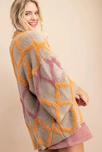 Textured Diamond Open Front Cardigan Jolie Vaughan | Online Clothing Boutique near Baton Rouge, LA