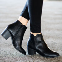 Booties- black booties- Boots- women booties- womens booties- booties shoes- heel booties- Shoes- white booties- ankle booties- booties for women-Topanga Leather Slip-On Booties Jolie Vaughan Mature Women's Clothing Online Boutique