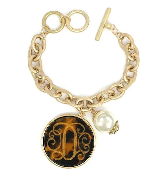 Tortoise Initial Charm Bracelet Jolie Vaughan | Online Clothing Boutique near Baton Rouge, LA