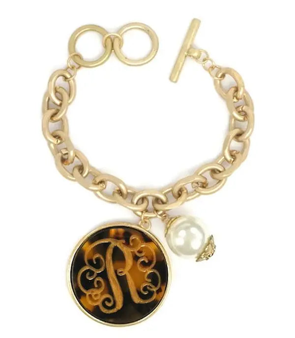 Tortoise Initial Charm Bracelet Jolie Vaughan | Online Clothing Boutique near Baton Rouge, LA