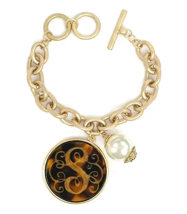 Tortoise Initial Charm Bracelet Jolie Vaughan | Online Clothing Boutique near Baton Rouge, LA