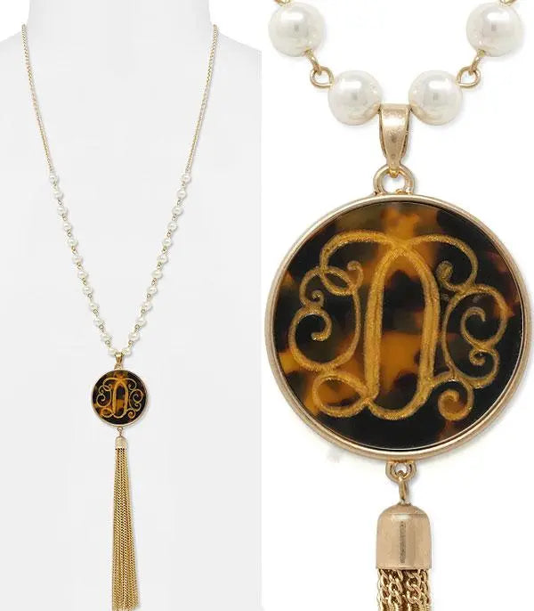 Tortoise Initial Charm Necklace Jolie Vaughan | Online Clothing Boutique near Baton Rouge, LA