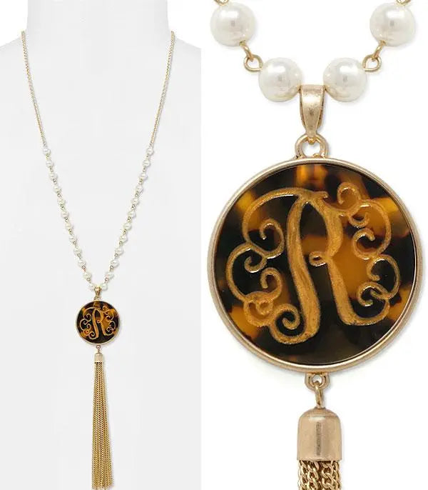 Tortoise Initial Charm Necklace Jolie Vaughan | Online Clothing Boutique near Baton Rouge, LA