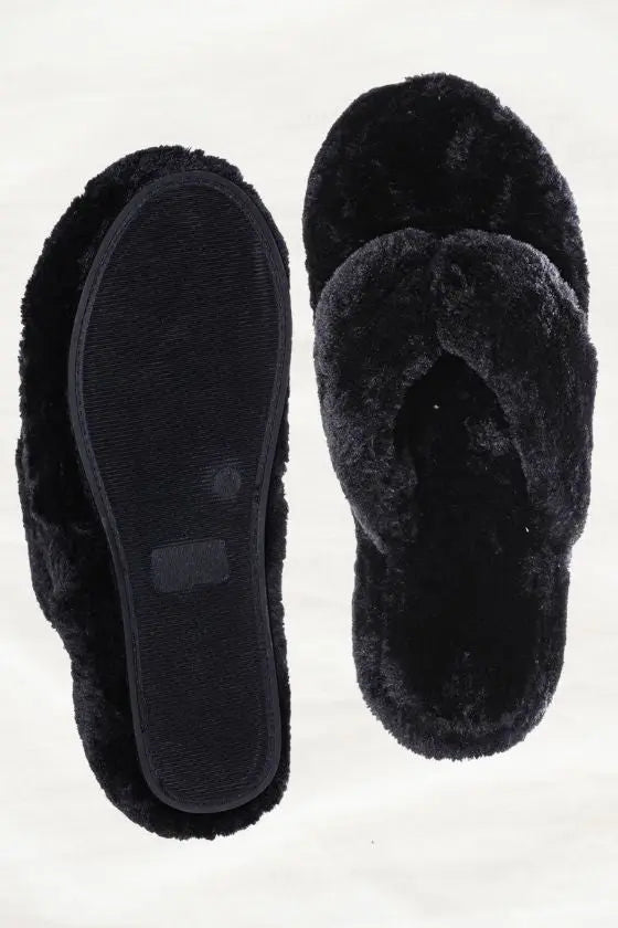 Faux fur thong on sale slippers