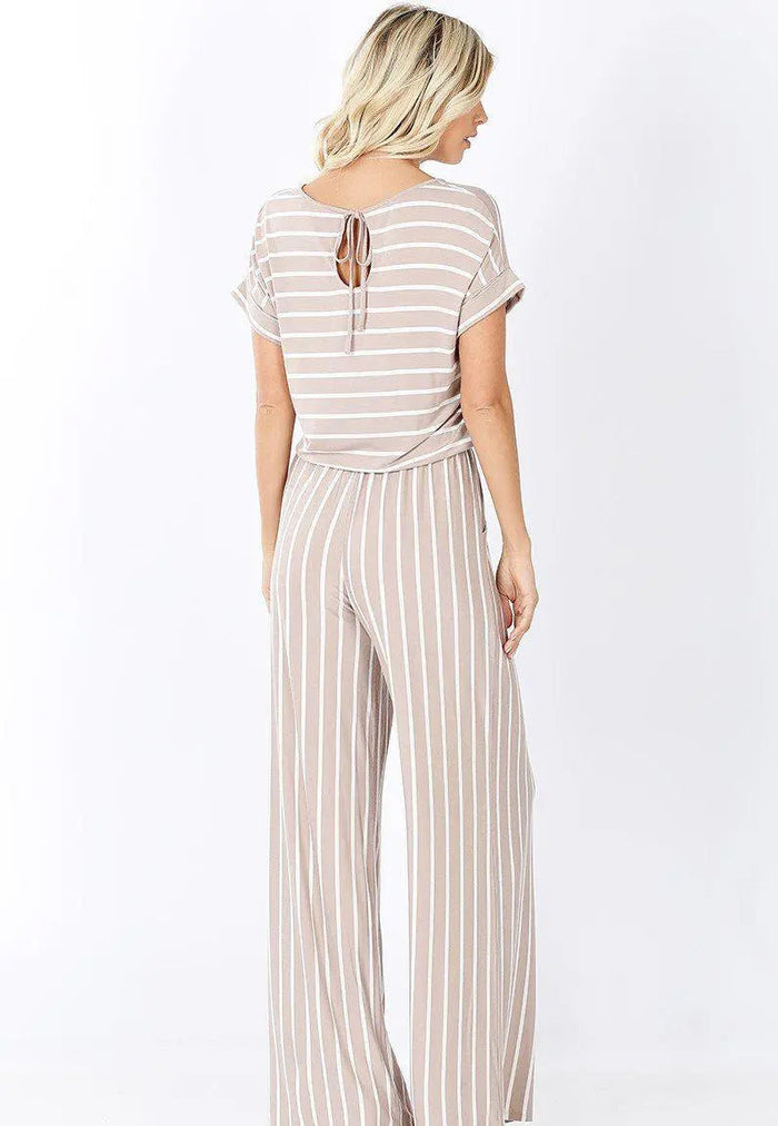 You Had Me at First Stripe Short Sleeve Jumpsuit Jolie Vaughan | Online Clothing Boutique near Baton Rouge, LA