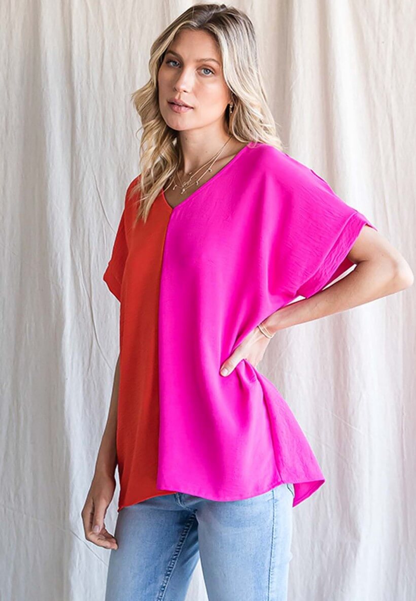 Opposites Attract Color Block Top