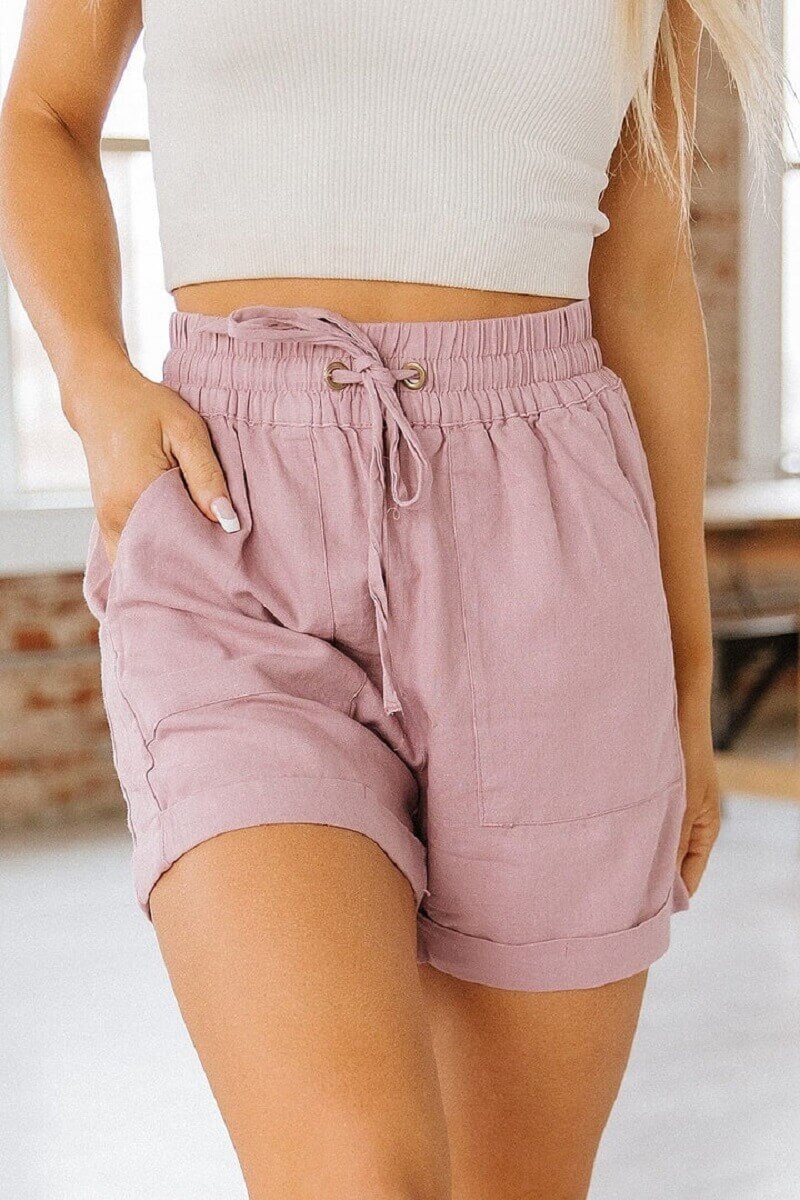 Linen Drawstring Shorts Zenana Linen Cuffed Shorts – Jolie