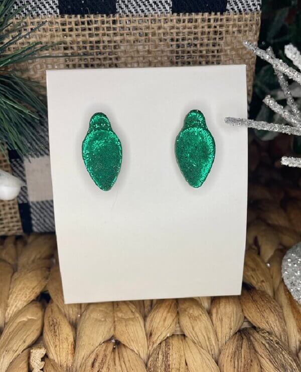Christmas Light Bulb Handmade Clay Earrings