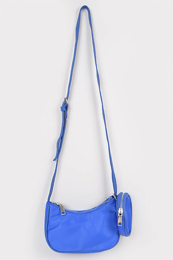 Nylon Zip Crossbody Bag with Mini Bag