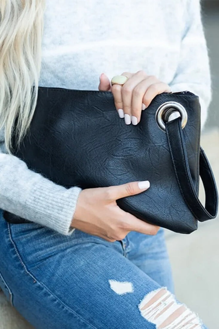 Versatile Oversized Clutch Handbag with Zipper and Inside Pocket