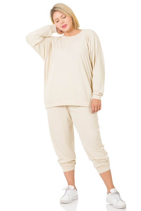 Raglan Sleeve Pullover & Jogger Pants Set