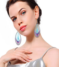 Beautiful hand coiled & handwoven Peacock Colored String art Earrings