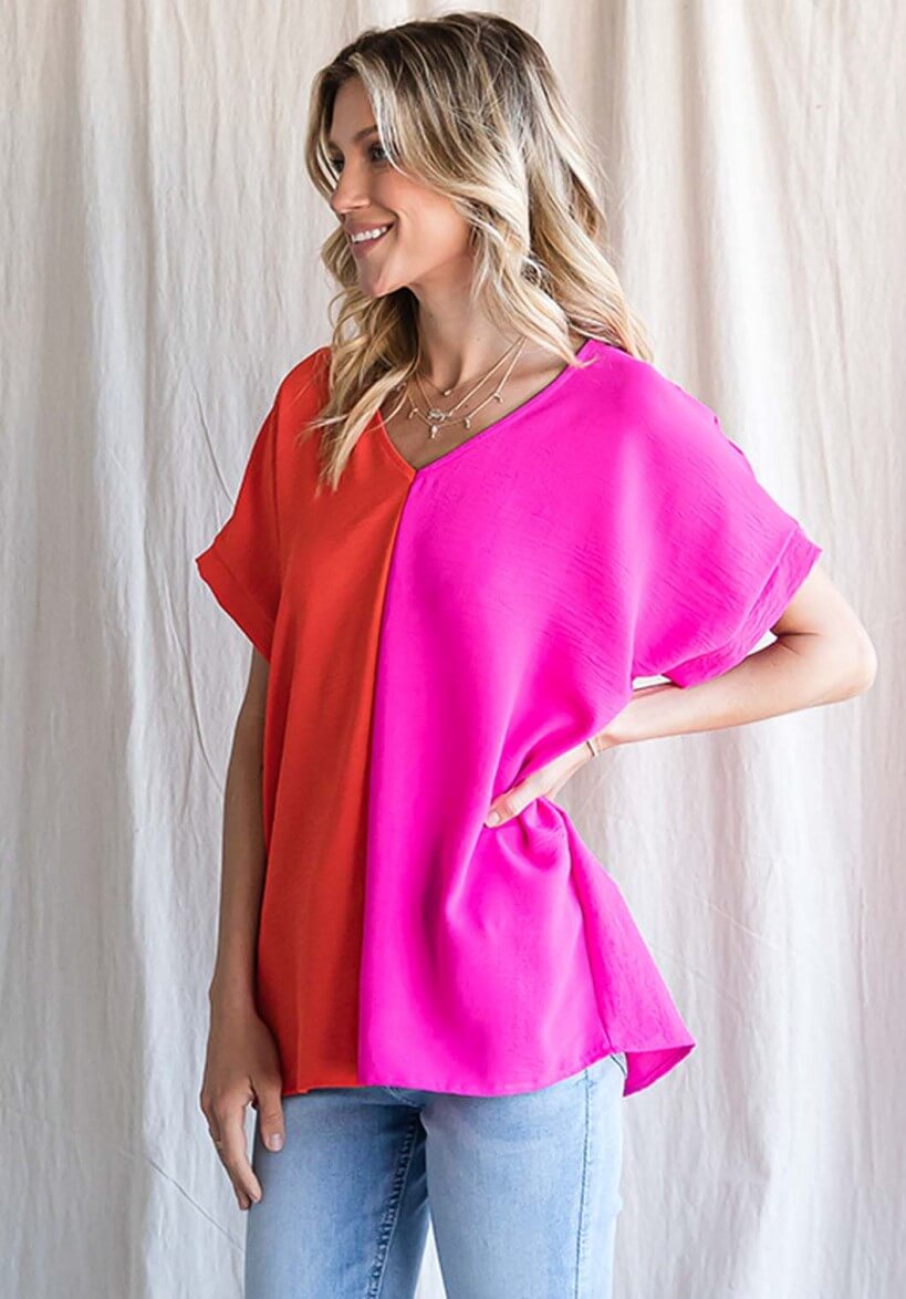 Opposites Attract Color Block Top