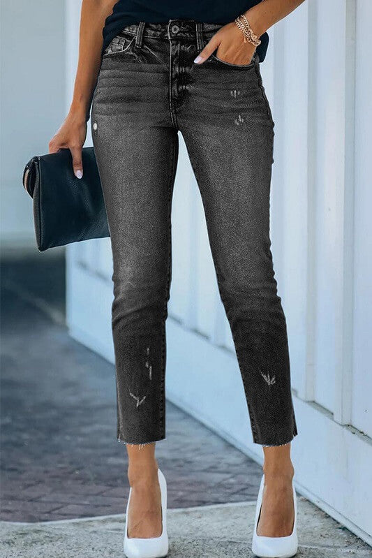 Ladies high waist Boot cut ankle length jeans