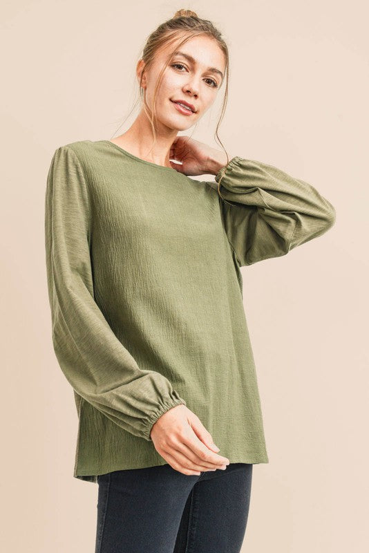 Caroline Loose Contrast Balloon Sleeve Top – Jolie Vaughan Boutique