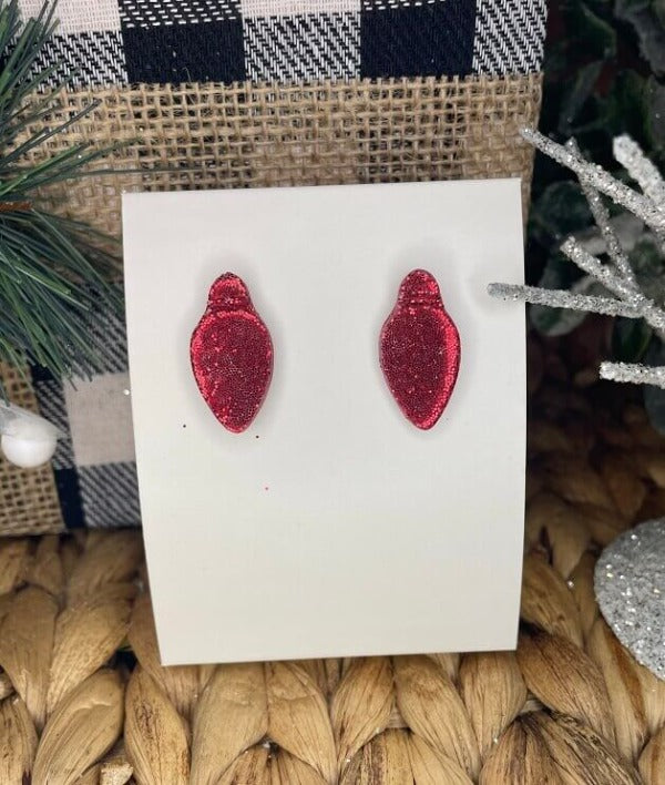Christmas Light Bulb Handmade Clay Earrings