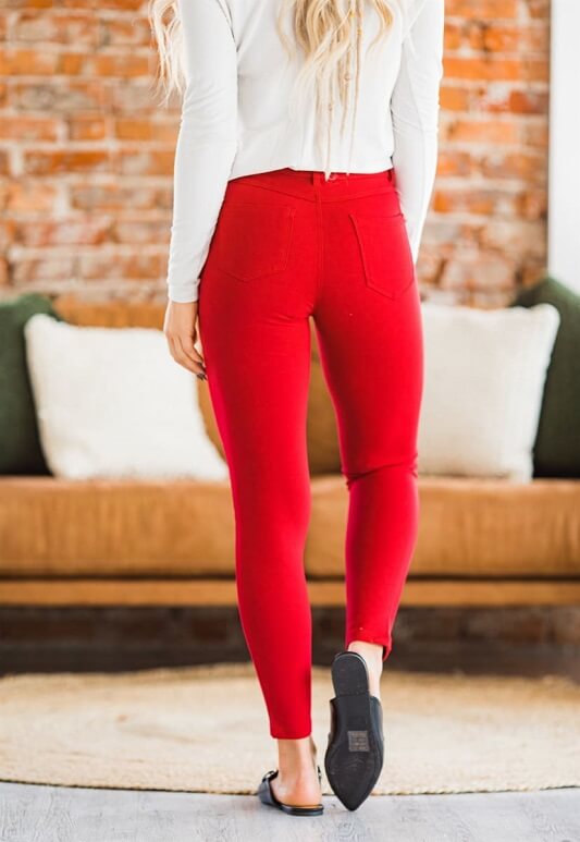 Women's Red Skinny Jeans