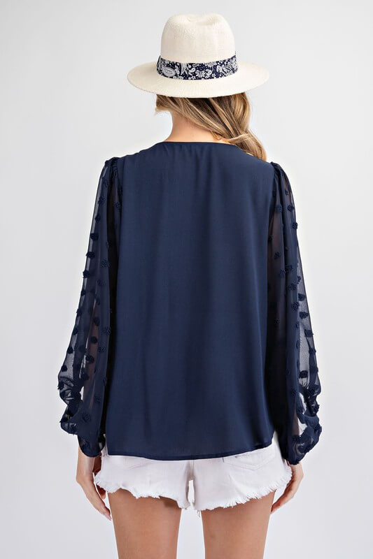 Swiss Dot Long Sleeve Blouse Jolie Vaughan | Online Clothing Boutique near Baton Rouge, LA online boutique for mature women mature women's clothing online boutique clothing for women over 50 mature womens clothing mature women s fashion clothing for women over 40 online boutique for mature women women's clothing cheap women's online clothing boutique  Winter fashion Winter fashion apparel and accessories