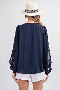 Swiss Dot Long Sleeve Blouse Jolie Vaughan | Online Clothing Boutique near Baton Rouge, LA online boutique for mature women mature women's clothing online boutique clothing for women over 50 mature womens clothing mature women s fashion clothing for women over 40 online boutique for mature women women's clothing cheap women's online clothing boutique  Winter fashion Winter fashion apparel and accessories