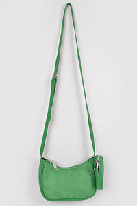 Nylon Zip Crossbody Bag with Mini Bag