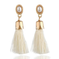 silky tassel, gold filled cap, manmade opal gem stone-The colorful tassel earrings are as cute as the buttons! They look like the angels! These dangle earrings feature oval top and gold cap to hold the silky tassels. They come in 6 colors-
