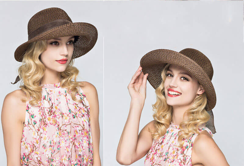 Pecan Sandy Bow Straw Shade Hat