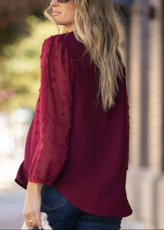 Swiss Dot Long Sleeve Blouse Jolie Vaughan | Online Clothing Boutique near Baton Rouge, LA online boutique for mature women mature women's clothing online boutique clothing for women over 50 mature womens clothing mature women s fashion clothing for women over 40 online boutique for mature women women's clothing cheap women's online clothing boutique  Winter fashion Winter fashion apparel and accessories
