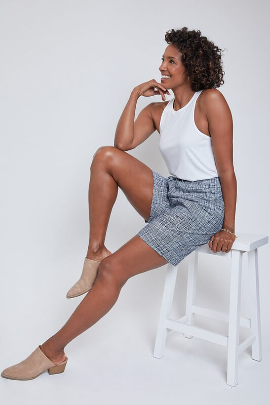 Navy blue and white shorts sale