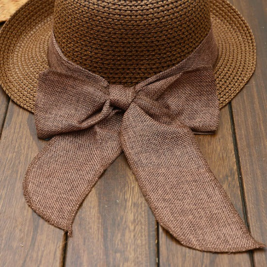 Pecan Sandy Bow Straw Shade Hat Hats