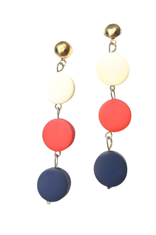 Red, White, and Blue Dangle Drop Earrings Jolie Vaughan | Online Clothing Boutique near Baton Rouge, LA