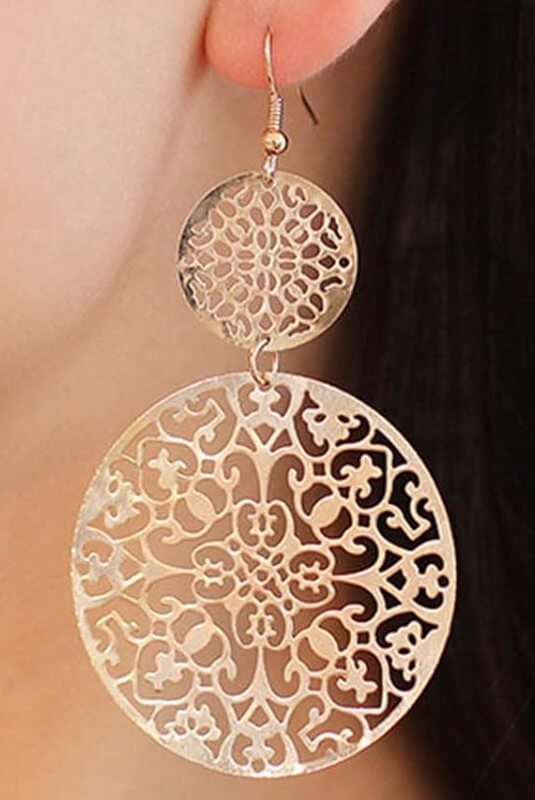 Round Filigree Drop Earrings – Gold or Silver