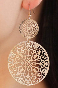 Round Filigree Drop Earrings – Gold or Silver