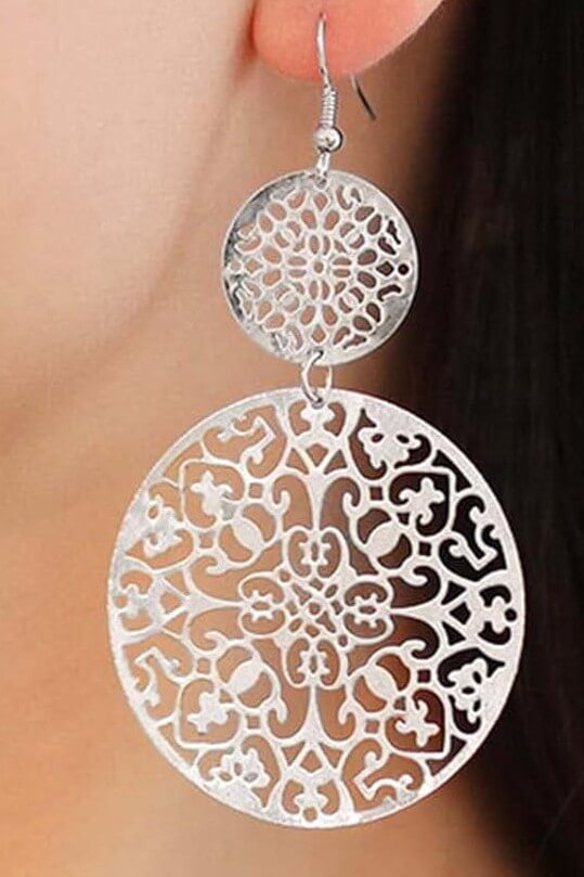 Round Filigree Drop Earrings – Gold or Silver