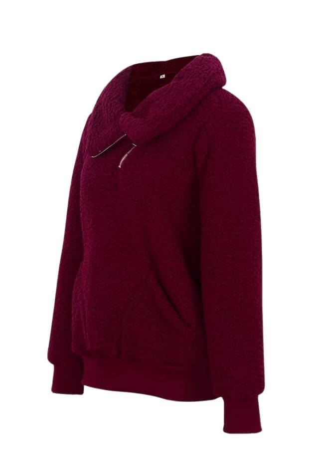 Sarah Asymmetrical Half-Zip Sherpa Pullover