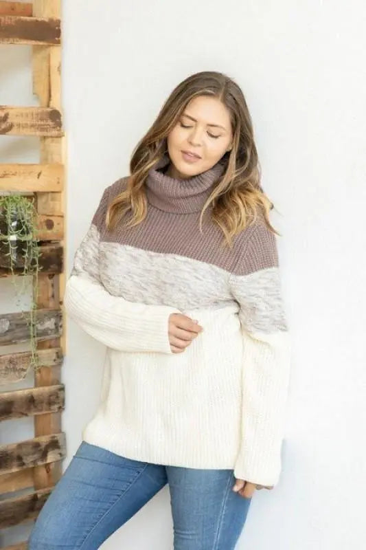 Alex Turtleneck Pullover Sweater with Stripe Detail Jolie Vaughan | Online Clothing Boutique near Baton Rouge, LA